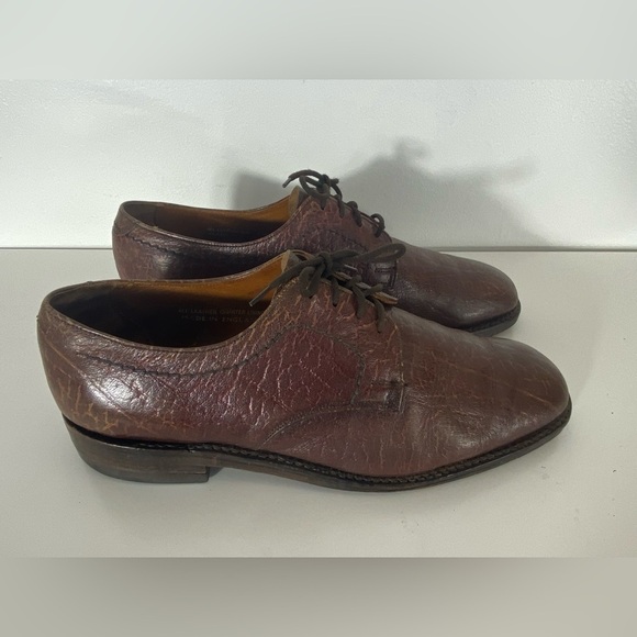 Loake Mens Size 9 (uk 8.5) Brown Exotic Leather Derby Dress Shoes England - Picture 1 of 14